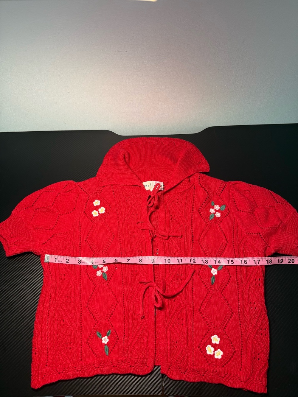 ❤️ Hazel Moon Floral Tie Front Cardigan Sweater Cottagecore Coquette Red XS - Picture 11 of 12